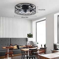 18.5″ Flush Mount Ceiling Fan with Light Pendant Lamp With Remote Control 60W