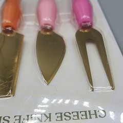 Cheese Knife Set – 3 Pieces with Colored Handles – Hand Wash Only