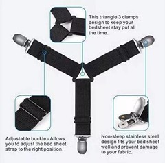 4Bed Sheet Fasteners Adjustable Elastic Suspenders Straps Mattress Covers Clips