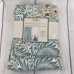 William Morris Shower Curtain Fabric Larkspur Mineral Floral Leaves Botanical