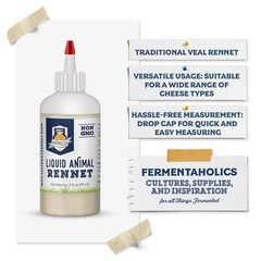 Fermentaholics Liquid Animal Rennet for Cheese Making Milk Coagulant – 2 oz