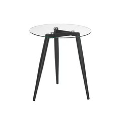 Van Beuren 21.75 In. X 19.75 In. Black and Glass round Side Table with Modern Me