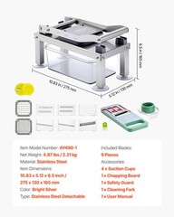 VEVOR Vegetable Chopper Mandoline Slicer All-in-1 Food Veggie Cutter 9 Blades