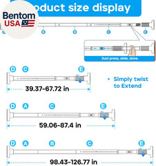 Tension Curtain Rod，40-126.5In(3.33-10.54Ft) One-Click Fast Extension Rod Easy t