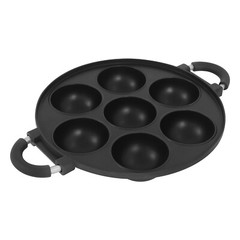 15.35*11.02*2.17″ Black Round Aluminum 7 Holes Takoyaki Pan Maker Hand Wash Only