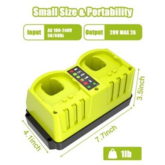2 Pack 18V 8.0Ah Battery & Dual Charger Kit for Ryobi 18 Volt One+ Batteries
