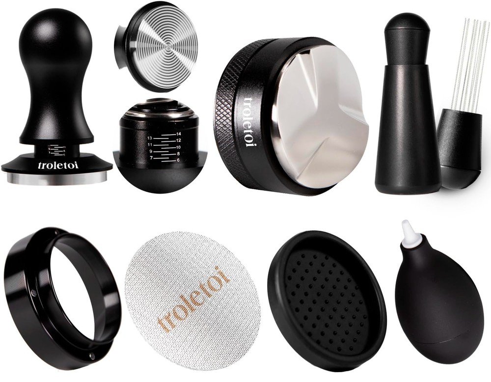 7 PCS Espresso Accessories Kit – 53.3mm Tamper, Distributor, Puck Screen, Funnel
