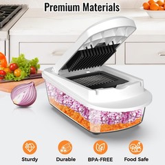 8 Blade All-in-1 Vegetable Chopper Mandoline Slicer with Container, Food Chop…