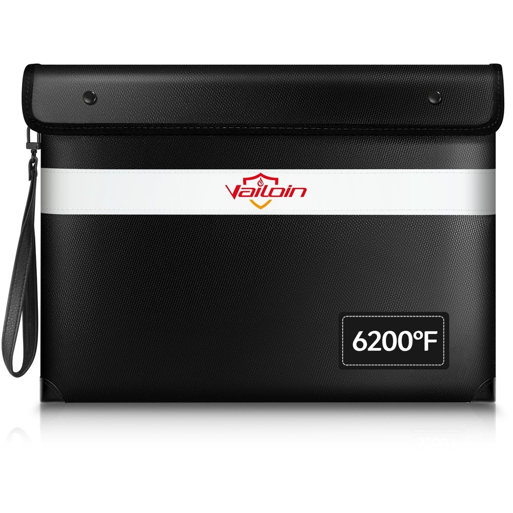 Black 13.9×10.6 Inch Fireproof Waterproof Document Money Bag Envelopes Cash