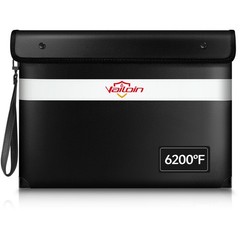 Black 13.9×10.6 Inch Fireproof Waterproof Document Money Bag Envelopes Cash