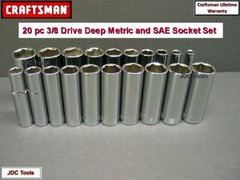 CRAFTSMAN 20 pc 3/8 Drive Deep SAE or Metric Socket Set – You Choose 9 10