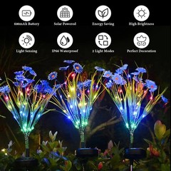 Solar Garden Lights Outdoor Waterproof LED Flower Stake Lamp Yard Patio Decor