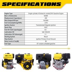Aceup Energy 18HP 459cc Gas Powered Engine Horizontal Shaft OHV Electric Start