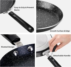 10 Inch Nonstick Crepe Pan with Spreader, Flat Skillet Tortilla Pan with Granite