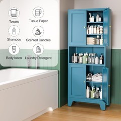 69in Metal Pantry Storage Cabinet w/4 Doors and Adjustable Shelves For Kitchen