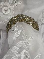 Set of 7 Vintage Beaded Napkin Rings with Tiny Seed Beads Silver Gold India EUC