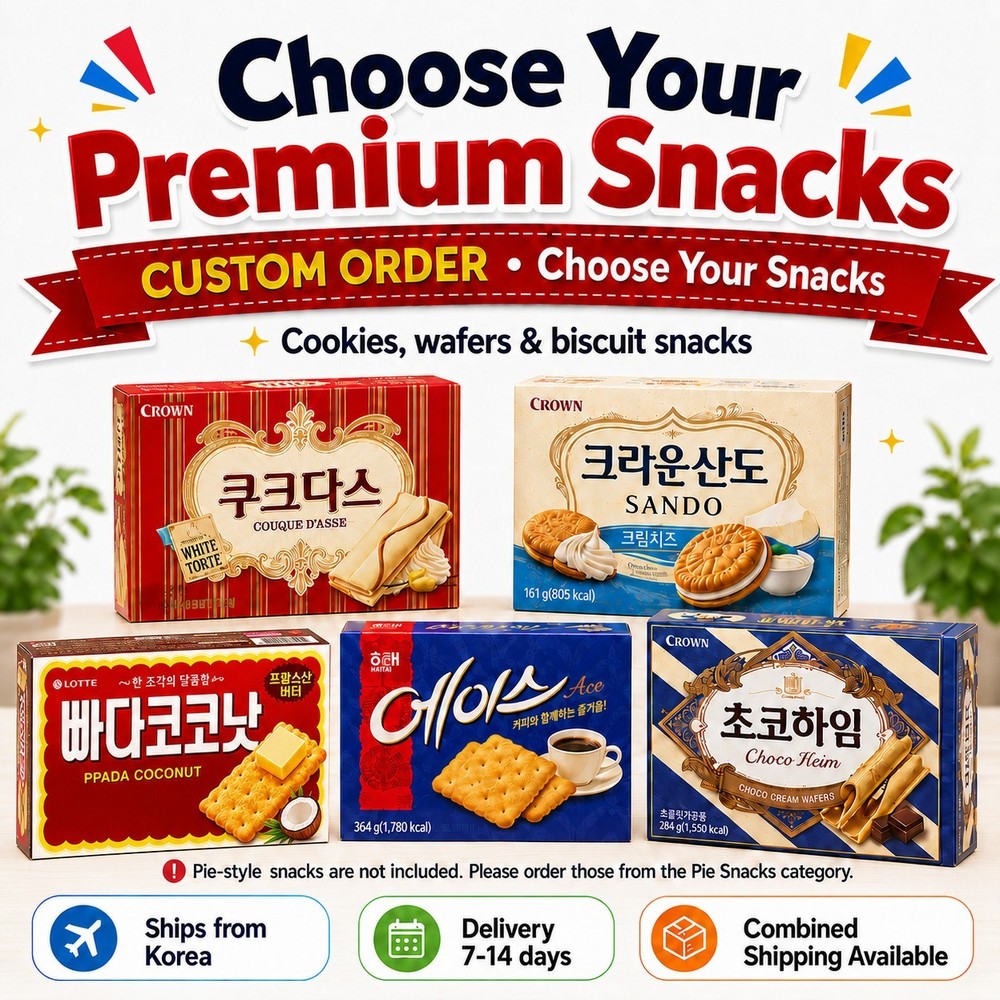 Korean Snack Box | Choose 5 Premium Snacks | Cookies Wafers | 7-14 Days