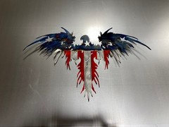 American Eagle Metal Wall Art, Heat Blued Steel Flag, Patriotic Decor