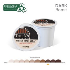 Tully’s Coffee French Roast Decaf, Keurig K-Cup Pods, Dark Roast, 24 Count