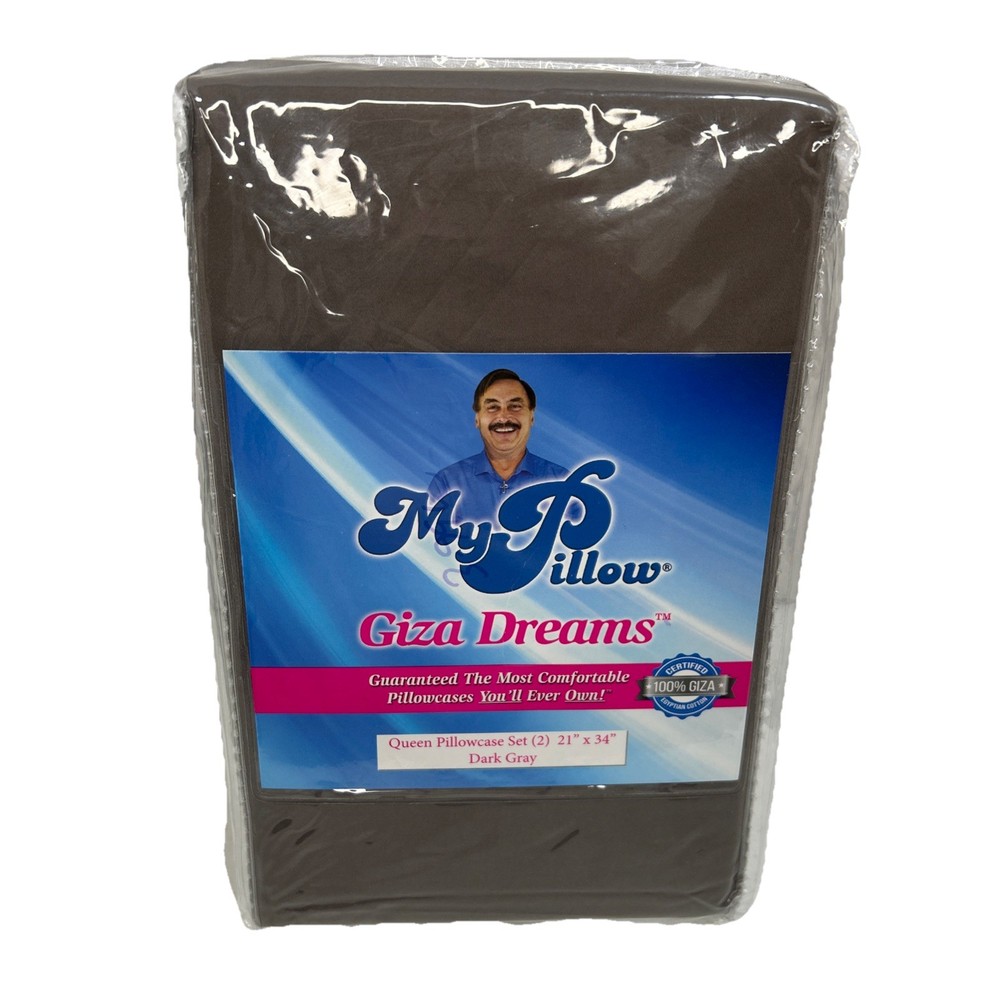My Pillow Giza Dreams Queen Pillowcase Set (2) 21″ x 34″ Dark Gray Egyptian New!