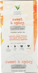 Good Earth Teas Organic Sweet and Spicy Caffeine Free Herbal ,18 Count (Pack of