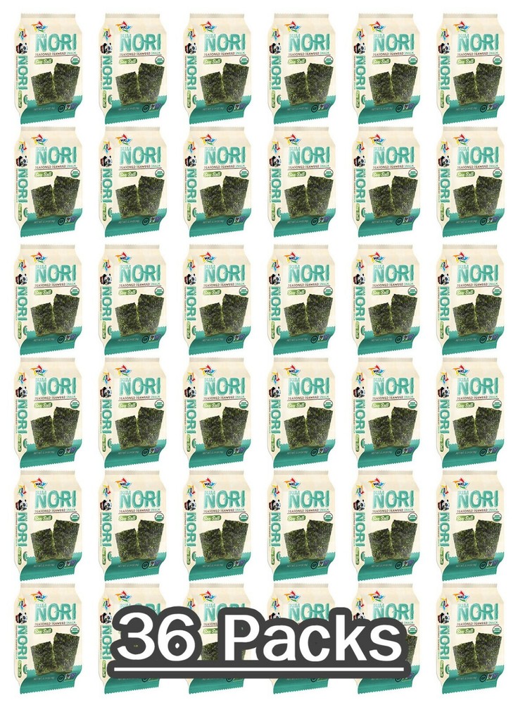 36 Packs Organic Kimnori Seasoned Roasted Seaweed Snacks – Sea Salt Kim Nori