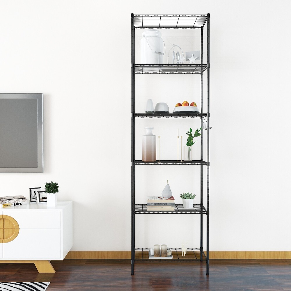 Carbon Steel Metal Shelf Organizer with Hooks for Kitchen DIY Combination Design
