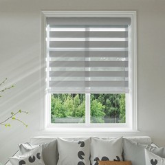 Horizontal Shade Window Blind Dual Zebra Roller Blinds Curtains,Easy to Install