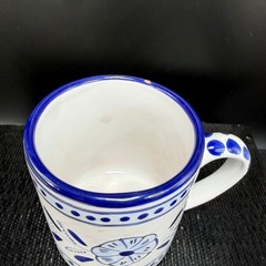 Le Souk Ceramique Tunisia Blue White Hand Painted Floral Coffee Mugs Set 2 READ