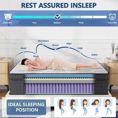 14″ Cal King Mattress Hybrid Spring Medium Firm Gel Memory Foam Bed in a Box