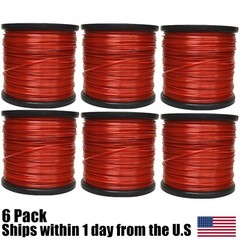6PK 5lb .095 Square Red Commercial String Trimmer Line For Echo Stihl Redmax