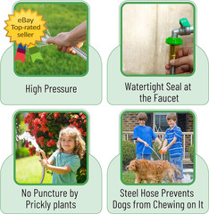 3 Feet Heavy Duty Stainless Steel Short Garden Hose, Metal Water Hose