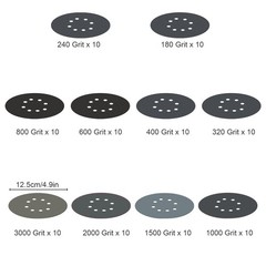 100PCS 5 Inch 8 Hole Sanding Disc Set 180-3000 Grit Hook Loop Wet Dry Sandpaper