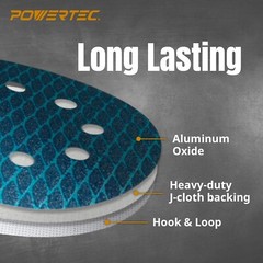 POWERTEC 5 Inch 8-Hole Hook and Loop Diamond Shaped Sanding Disc, 50PK, 120 Grit
