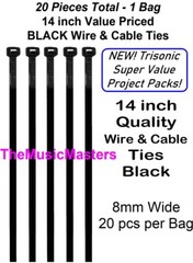 20 Pack Black 14 inch Heavy-Duty Wire Cable Ties Nylon Zip Tie Down Wraps Straps