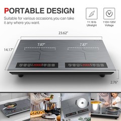 Induction Cooktop Electric Cooktop 2 Burner Glass Cooktop Stove 110V 4000W Touch