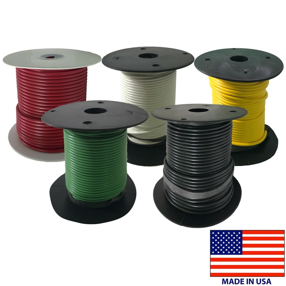 Marine Primary Tinned Copper Wire 14 Gauge 25 100 & 500 FT Lot 14 Colors – USA