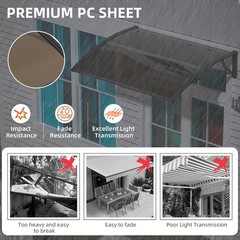 32″x48″ Awning for Door Window Outdoor polycarbonate Canopy Rain and Sun Protect