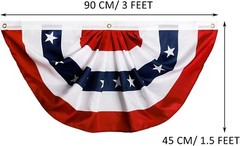 6 Pack USA Pleated Fan Flag 1.5×3 Feet American US Bunting Flags Half Fan Banner