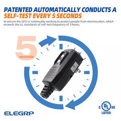 4.67 In. 15 Amp Manual Reset 2 Prong Portable GFCI Replacement Right Angle Plug