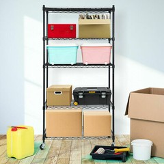 2PCS 5-Tier Shelves Wire Unit Rack Large Space Storage Rolling with 8 Casters