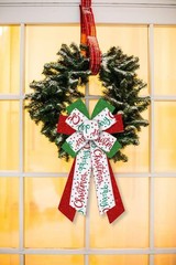Large Glitter Green Red White Burlap Christmas Wreath Bow Tree Topper Decor