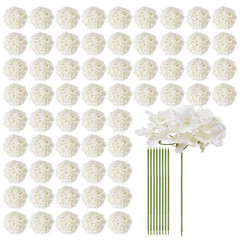 9.8 In. White Faux Bridal Shower with Stems, Artificial Flowers, 65-Pieces Real