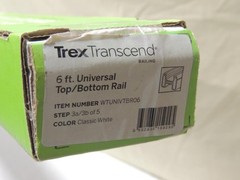 Trex Transcend Railing CLASSIC WHITE 6 ft. Universal Top/Bottom Rail WTUNIVTBR06