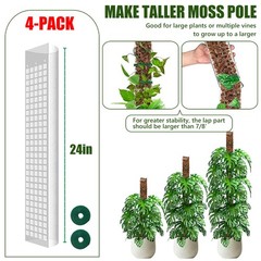 4 Packs Moss Poles Climbing Plants Stackable & Refillable Plastic Support Stakes