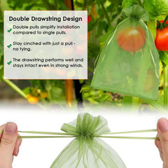 Fruit Protection Bags Green Mesh Fruit Tree Bags Drawstring Garden Netting Cover