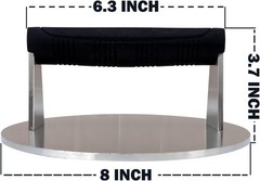 Stainless Steel Burger Smasher 3.25 LB – 8 Inch Steak Weight Smash Burgers Bacon