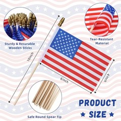 Preboun 400 PCS American Flag Bulk, 8 x 12 Inches Small US on Stick Flags Bulk M