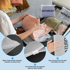 14Pcs Days of Week Packing Cubes Travel Organizer Pouches for Suitcases Light…
