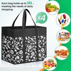 Reusable Grocery Bags 4 Pack Large Heavy Duty Shopping Totes Waterproof Foldable